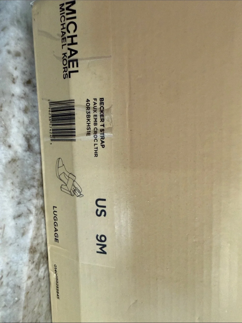 Michael Kors Croc-Embossed Tan Block Heel Sandals brand new in box